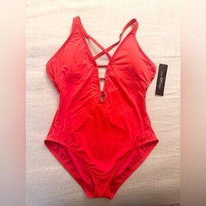 Carmen Marc Valvo Cruise Deep- V One Piece in Coral Reef